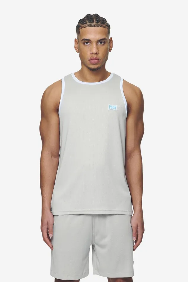 Men Pegador Tees Tulare Mesh Tank Top Pearl Grey