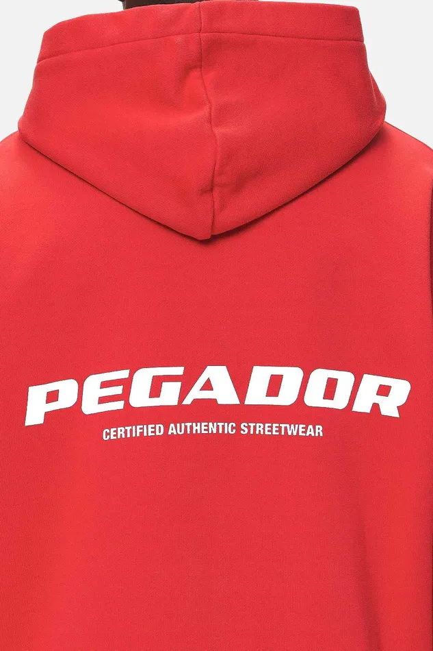 Men Pegador Zip Hoodies Colne Logo Oversized Sweat Jacket Washed Red Men Pegador Zip Hoodies Colne Logo Oversized Sweat Jacket Washed Red