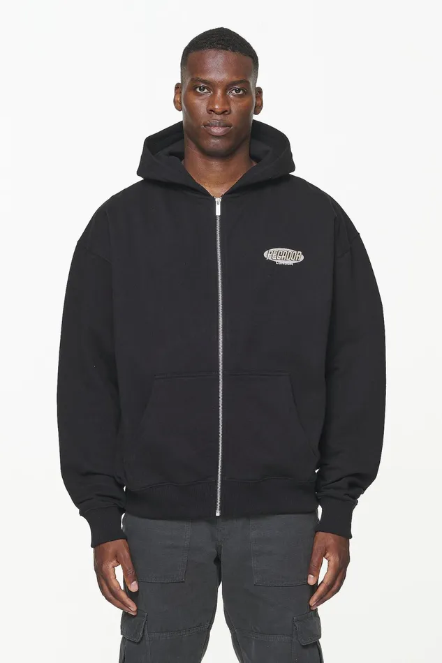 Men Pegador Zip Hoodies County Oversized Sweat Jacket Vintage Washed Onyx Black Men Pegador Zip Hoodies County Oversized Sweat Jacket Vintage Washed Onyx Black