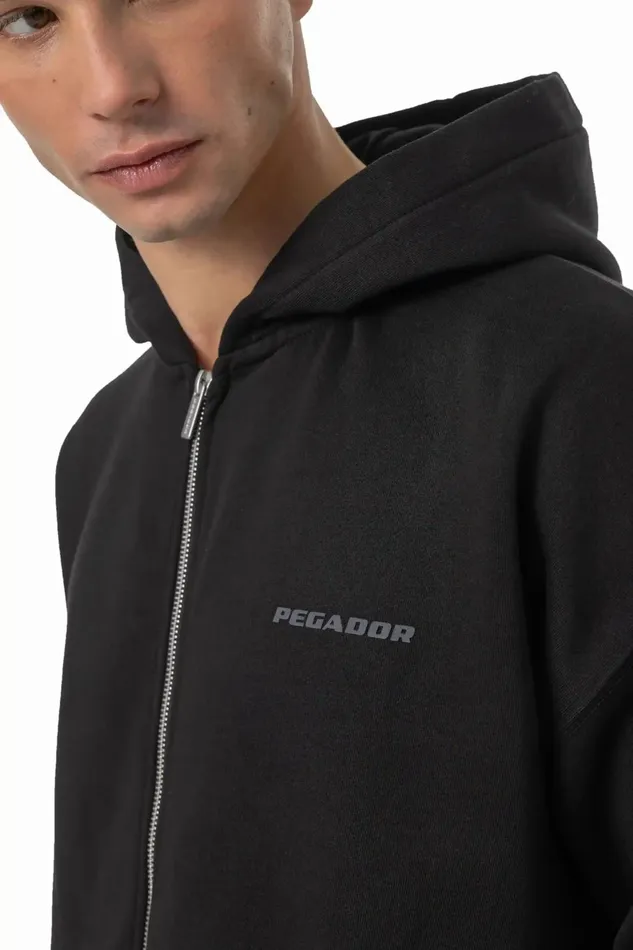 Men Pegador Zip Hoodies Logo Oversized Sweat Jacket Washed Black Dark Grey Gum Men Pegador Zip Hoodies Logo Oversized Sweat Jacket Washed Black Dark Grey Gum