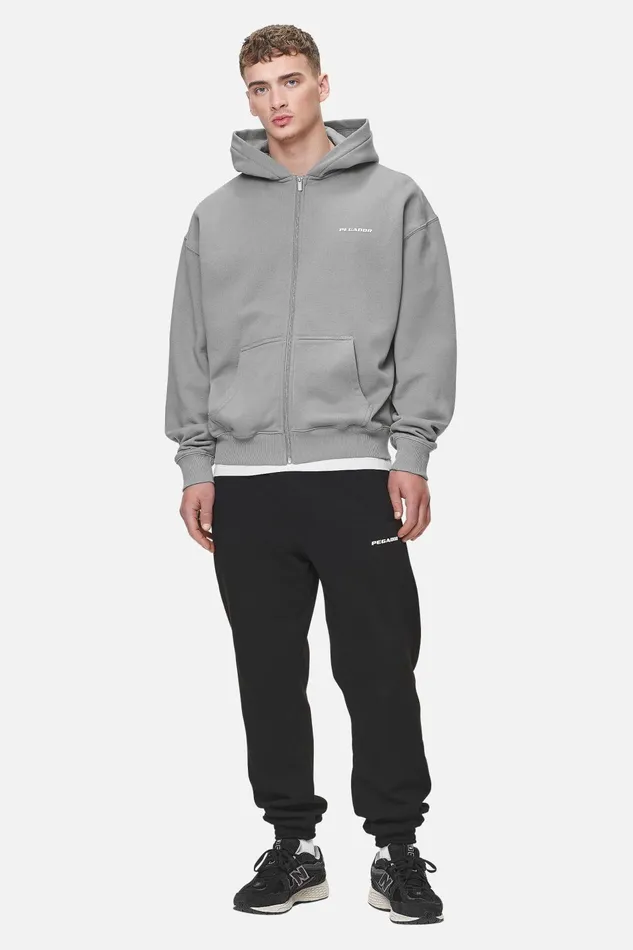 Men Pegador Zip Hoodies Logo Oversized Sweat Jacket Washed Cool Grey White Gum Men Pegador Zip Hoodies Logo Oversized Sweat Jacket Washed Cool Grey White Gum
