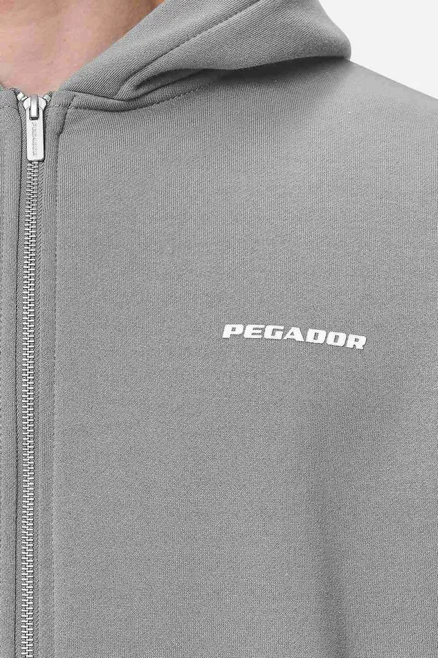 Men Pegador Zip Hoodies Logo Oversized Sweat Jacket Washed Cool Grey White Gum Men Pegador Zip Hoodies Logo Oversized Sweat Jacket Washed Cool Grey White Gum