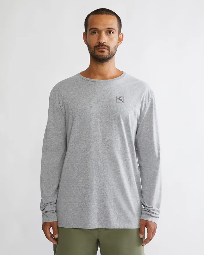 Men Runa Elements Organic Cotton Long Sleeve Tee Grey Melange Klttermusen TShirts