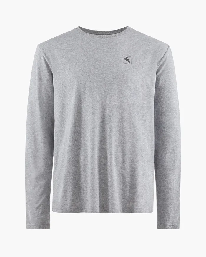Men Runa Elements Organic Cotton Long Sleeve Tee Grey Melange Klttermusen TShirts