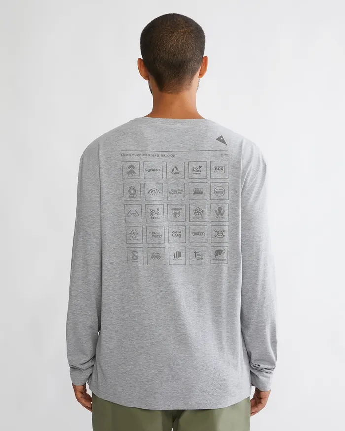 Men Runa Elements Organic Cotton Long Sleeve Tee Grey Melange Klttermusen TShirts