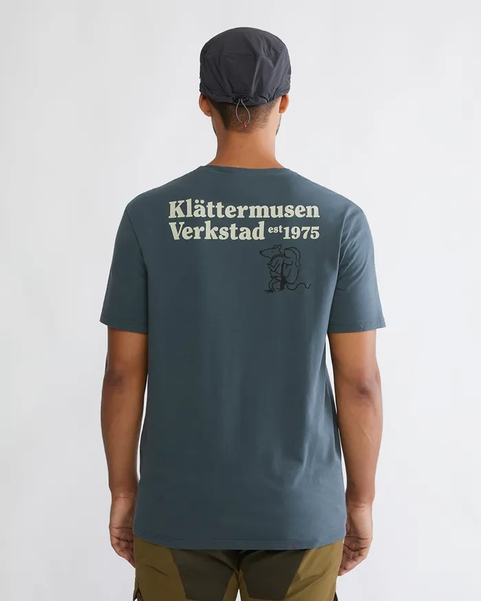 Men Runa Nomad Organic Cotton Short Sleeve Tee Thistle Blue Klttermusen TShirts