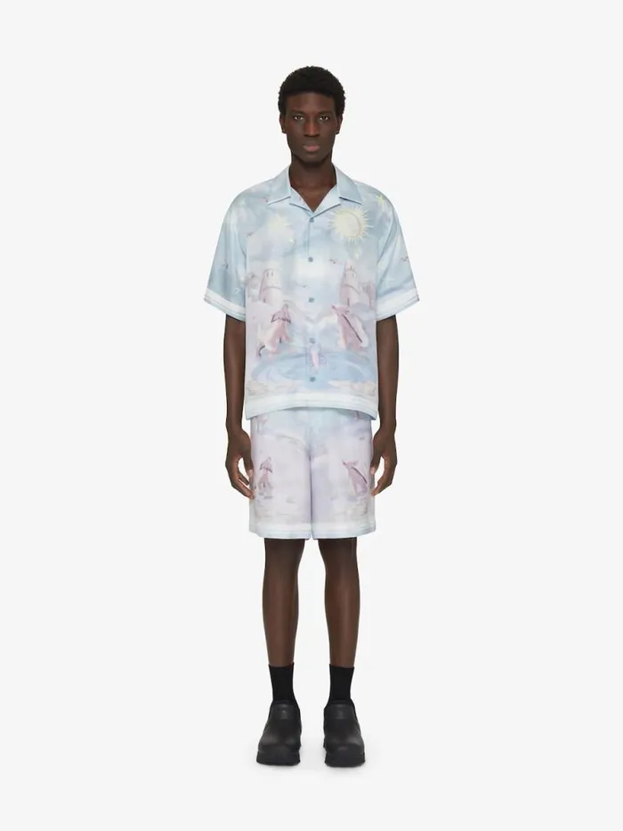 Men Shirts Givenchy Boxy Fit Printed Shirt In Silk Multicolored