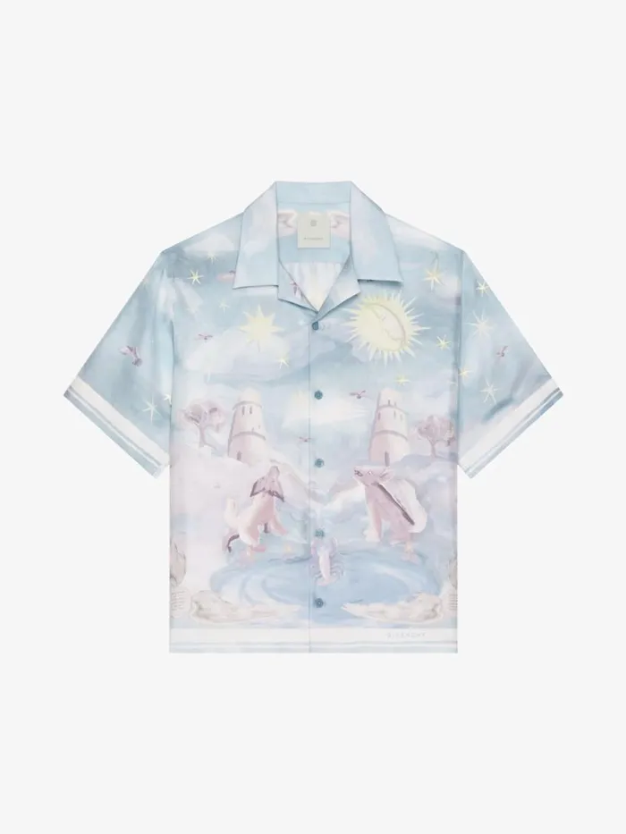 Men Shirts Givenchy Boxy Fit Printed Shirt In Silk Multicolored