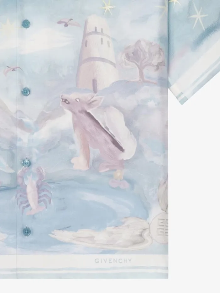 Men Shirts Givenchy Boxy Fit Printed Shirt In Silk Multicolored