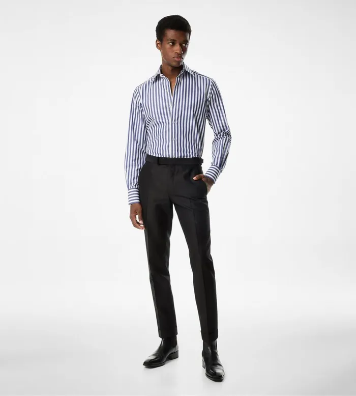Men Shirts Tom Ford Grand Bangle Slim Fit Shirt White and Blue Men Shirts Tom Ford Grand Bangle Slim Fit Shirt White and Blue
