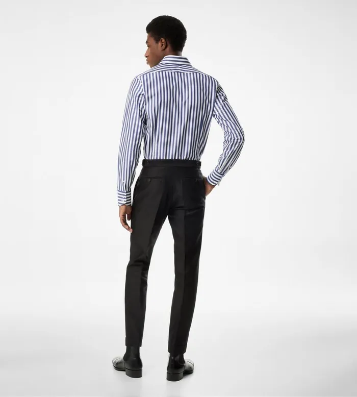 Men Shirts Tom Ford Grand Bangle Slim Fit Shirt White and Blue Men Shirts Tom Ford Grand Bangle Slim Fit Shirt White and Blue