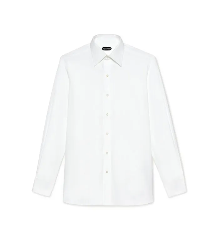 Men Shirts Tom Ford Poplin Classic Fit French Cuff Shirt White