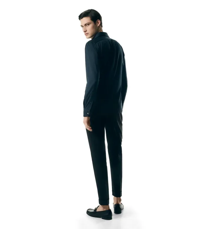 Men Shirts Tom Ford Silk Cotton Blend Shirt Navy Men Shirts Tom Ford Silk Cotton Blend Shirt Navy