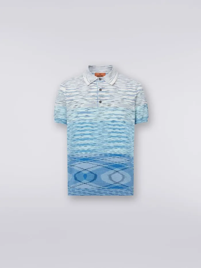 Men ShortSleeved Polo Shirt In Dgrad Slub Cotton Multicoloured Missoni Polos and Tshirts