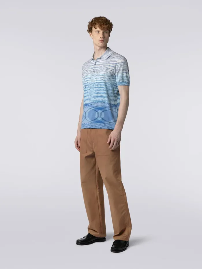 Men ShortSleeved Polo Shirt In Dgrad Slub Cotton Multicoloured Missoni Polos and Tshirts