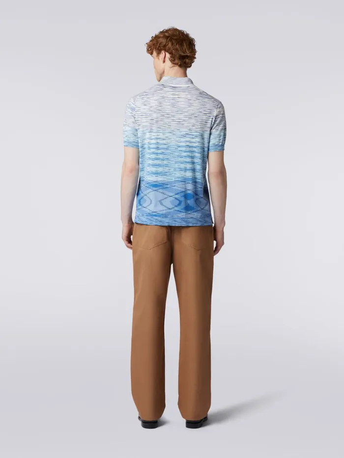 Men ShortSleeved Polo Shirt In Dgrad Slub Cotton Multicoloured Missoni Polos and Tshirts