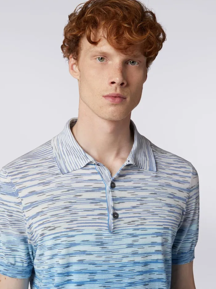 Men ShortSleeved Polo Shirt In Dgrad Slub Cotton Multicoloured Missoni Polos and Tshirts