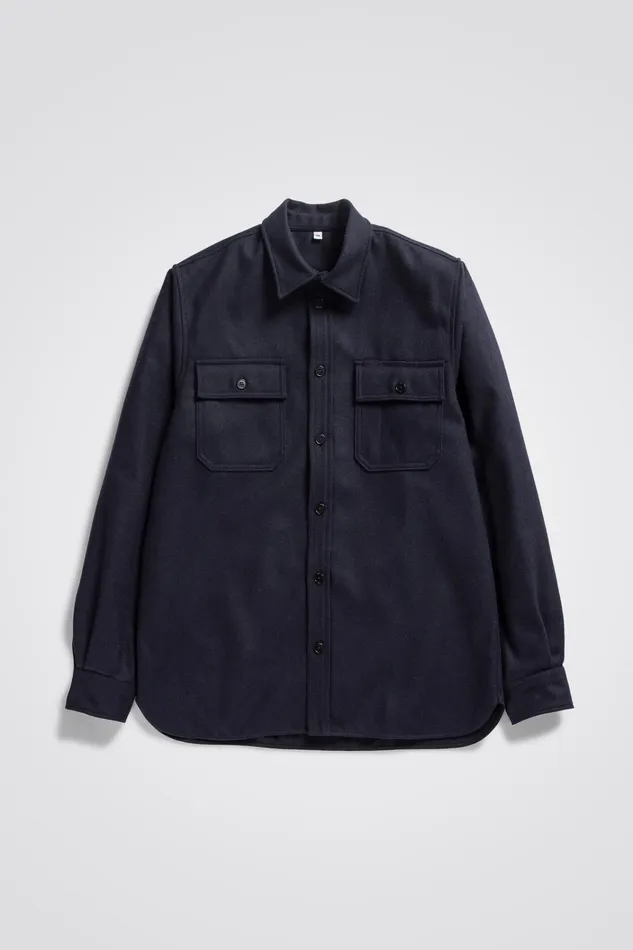 Men Silas Wool Dark Navy Norse Projects Overshirts