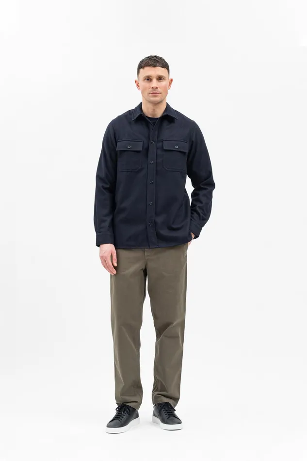 Men Silas Wool Dark Navy Norse Projects Overshirts