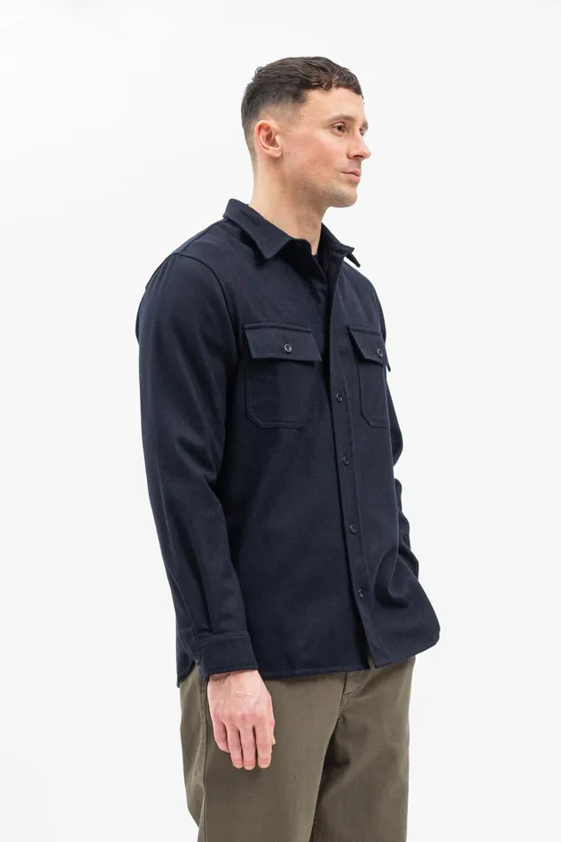 Men Silas Wool Dark Navy Norse Projects Overshirts