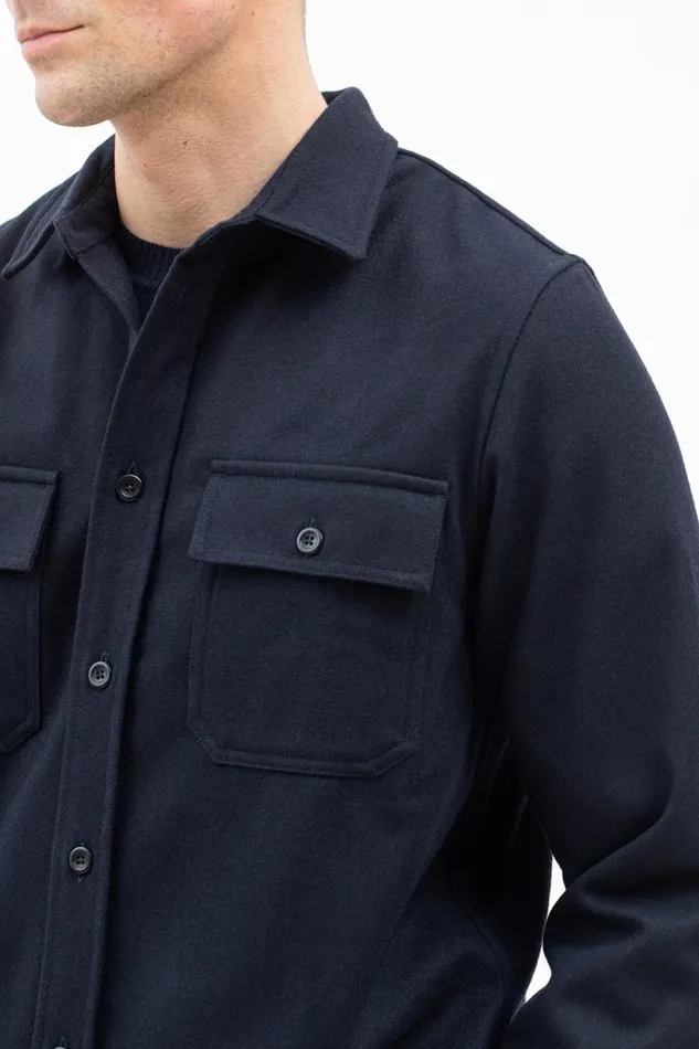 Men Silas Wool Dark Navy Norse Projects Overshirts