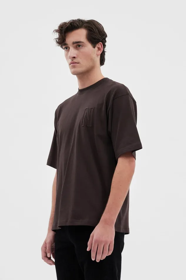 Men Simon Loose N Logo TShirt Espresso Norse Projects TShirts