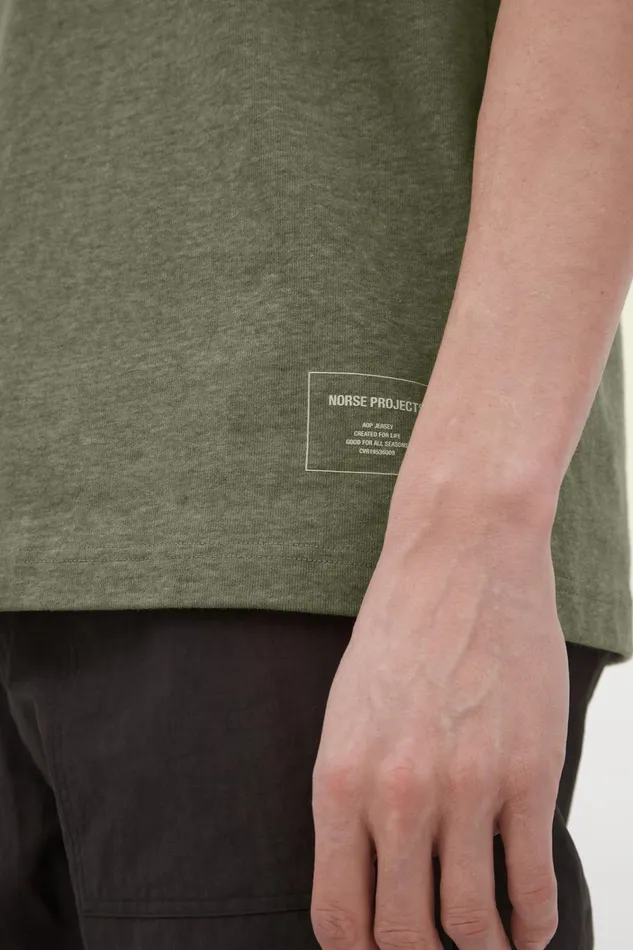 Men Simon Loose Printed TShirt Sediment Green Norse Projects TShirts