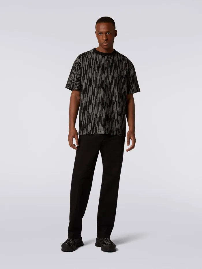 Men Slub Cotton And Viscose TShirt Black and White Missoni Polos and Tshirts Men Slub Cotton And Viscose TShirt Black and White Missoni Polos and Tshirts