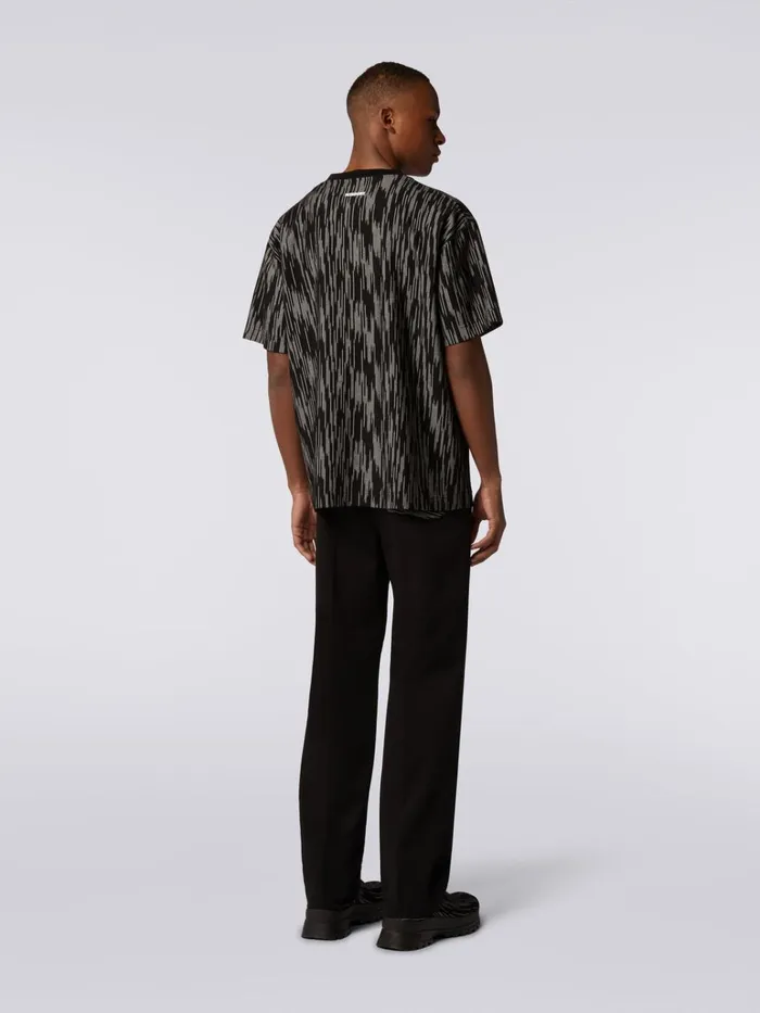 Men Slub Cotton And Viscose TShirt Black and White Missoni Polos and Tshirts Men Slub Cotton And Viscose TShirt Black and White Missoni Polos and Tshirts