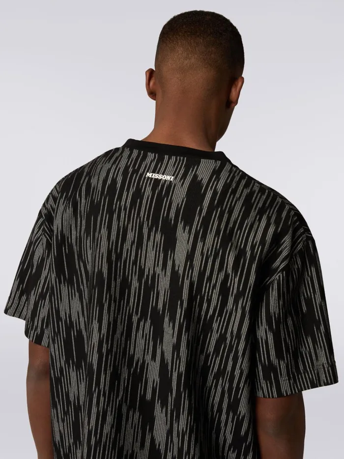 Men Slub Cotton And Viscose TShirt Black and White Missoni Polos and Tshirts Men Slub Cotton And Viscose TShirt Black and White Missoni Polos and Tshirts