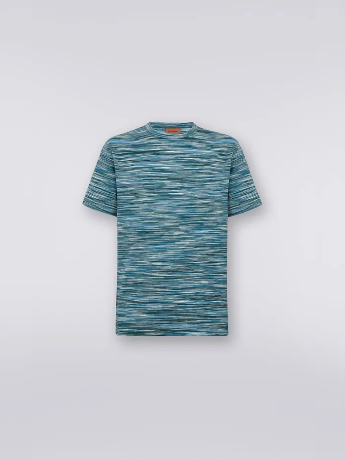 Men Slub Cotton CrewNeck TShirt Multicoloured Missoni Polos and Tshirts