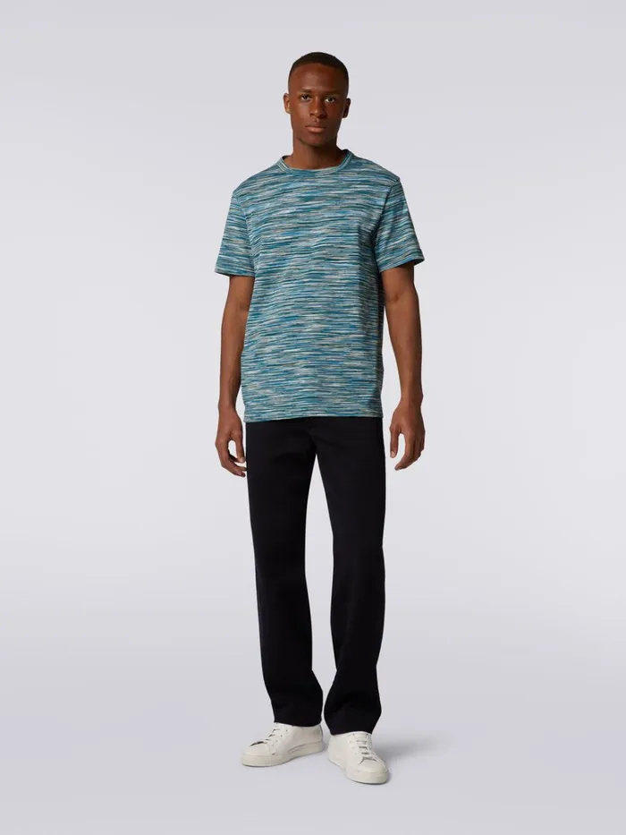 Men Slub Cotton CrewNeck TShirt Multicoloured Missoni Polos and Tshirts