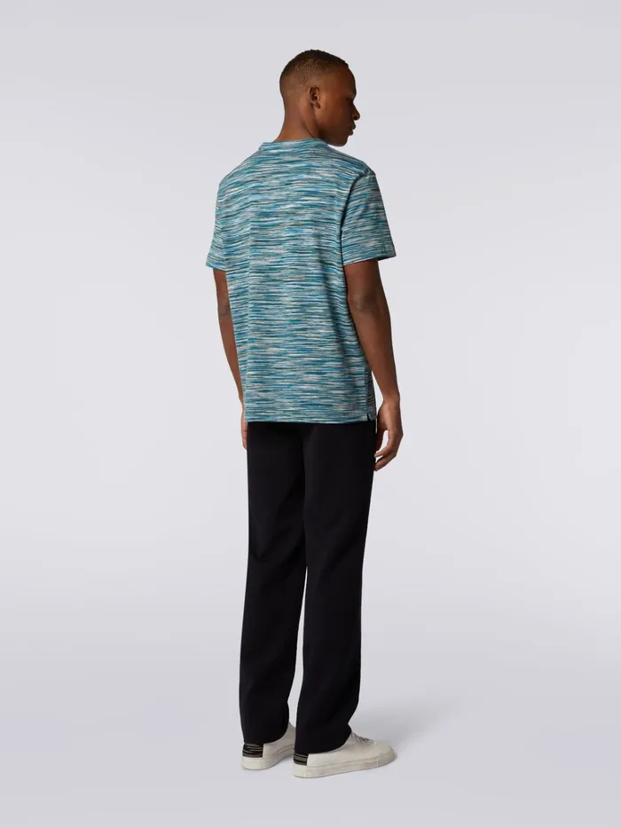 Men Slub Cotton CrewNeck TShirt Multicoloured Missoni Polos and Tshirts