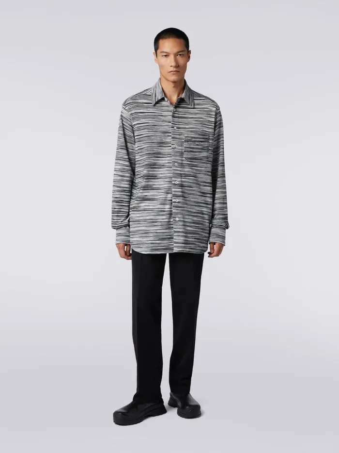 Men Slub Cotton Jersey Shirt Black and White Missoni Shirts Men Slub Cotton Jersey Shirt Black and White Missoni Shirts