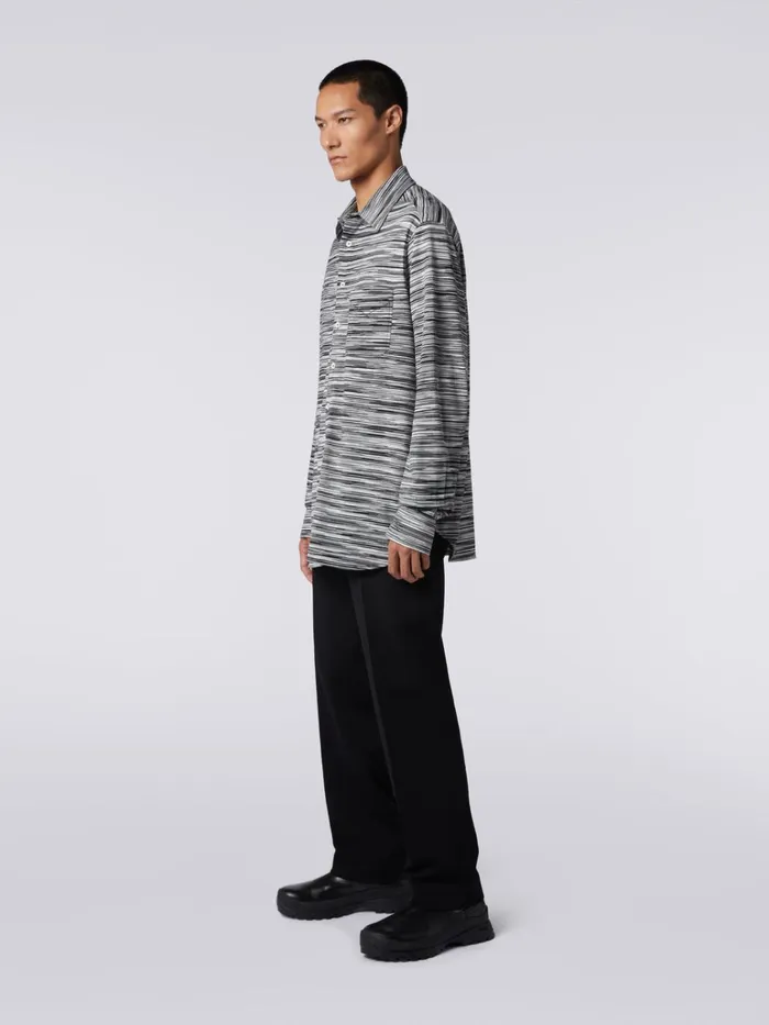 Men Slub Cotton Jersey Shirt Black and White Missoni Shirts Men Slub Cotton Jersey Shirt Black and White Missoni Shirts