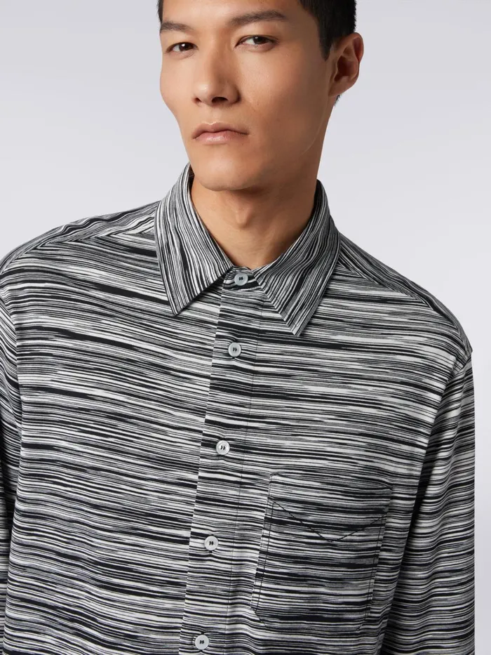 Men Slub Cotton Jersey Shirt Black and White Missoni Shirts Men Slub Cotton Jersey Shirt Black and White Missoni Shirts