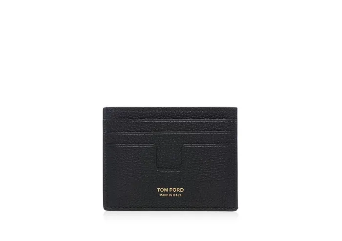 Men Small Leather Goods Tom Ford Grain Leather Cardholder Black