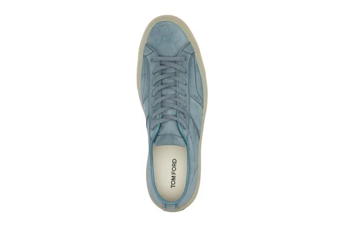 Men Sneakers Tom Ford Suede Cambridge Sneaker Light Blue Opal White Men Sneakers Tom Ford Suede Cambridge Sneaker Light Blue Opal White