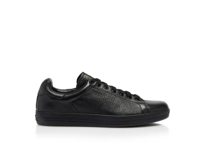 Men Sneakers Tom Ford Warwick Grained Leather Sneaker Black