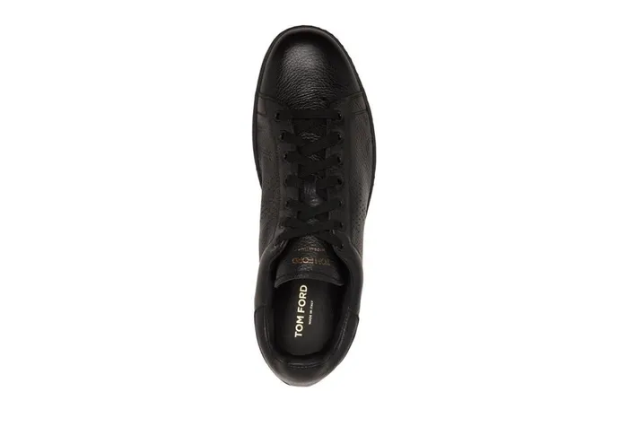 Men Sneakers Tom Ford Warwick Grained Leather Sneaker Black
