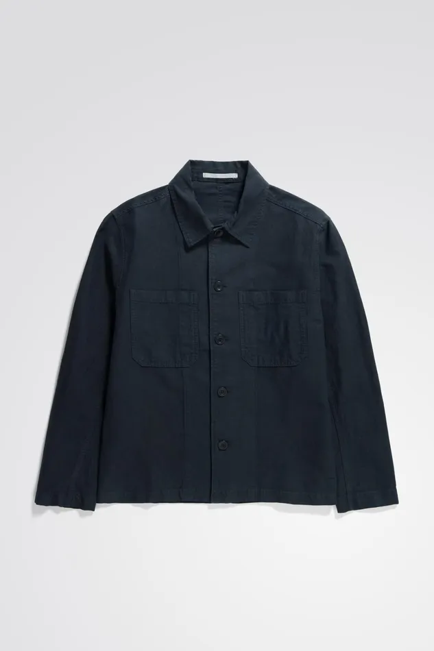 Men Tyge Cotton Linen Overshirt Dark Navy Norse Projects Overshirts