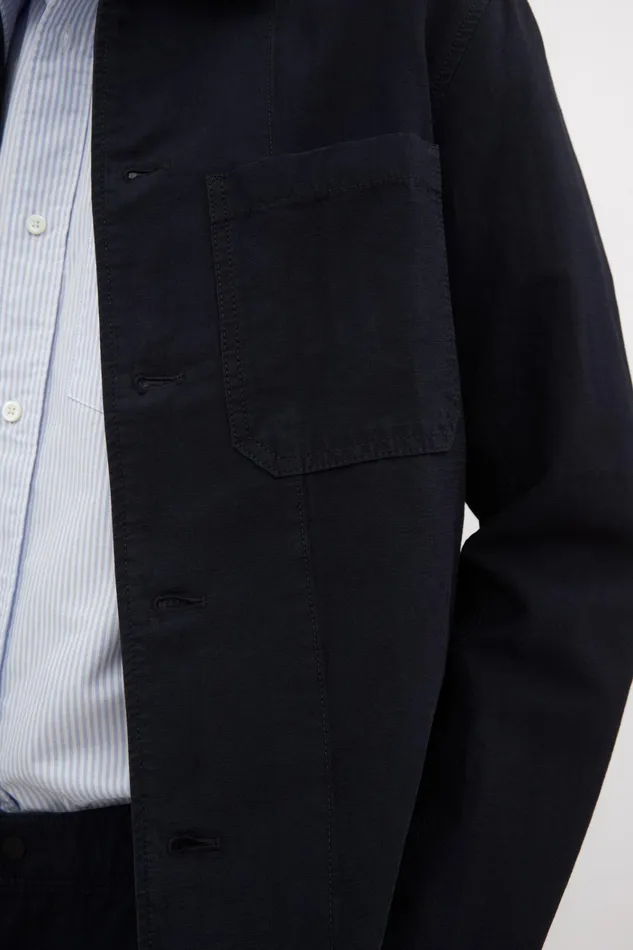 Men Tyge Cotton Linen Overshirt Dark Navy Norse Projects Overshirts