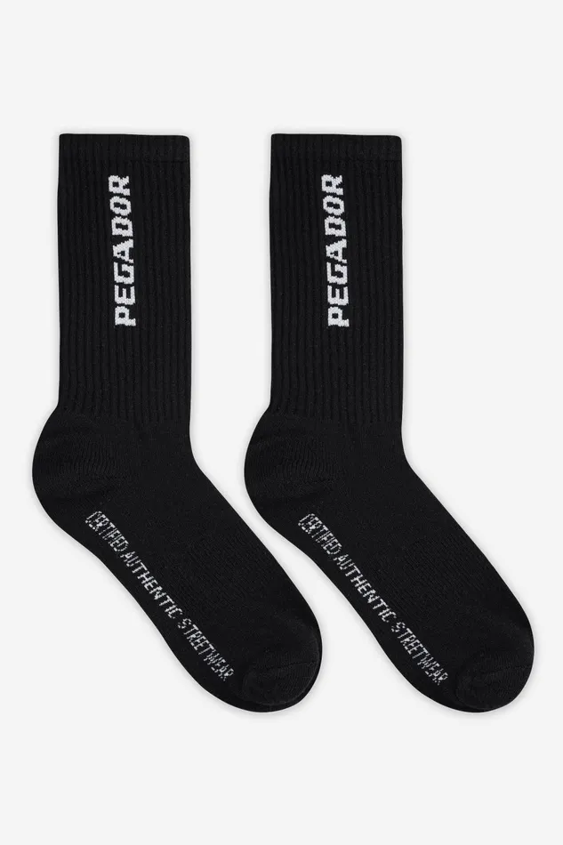 MenWomen Pegador Socken Certified Cross Logo Socks Black White