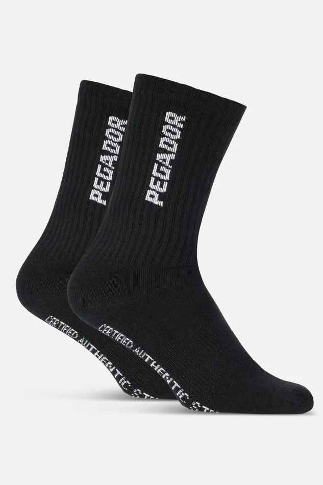 MenWomen Pegador Socken Certified Cross Logo Socks Black White