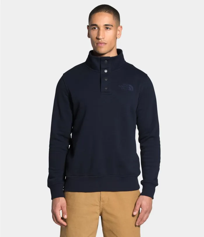 Mens The North Face Fleece Snap Fleece Pullover Aviator Navy