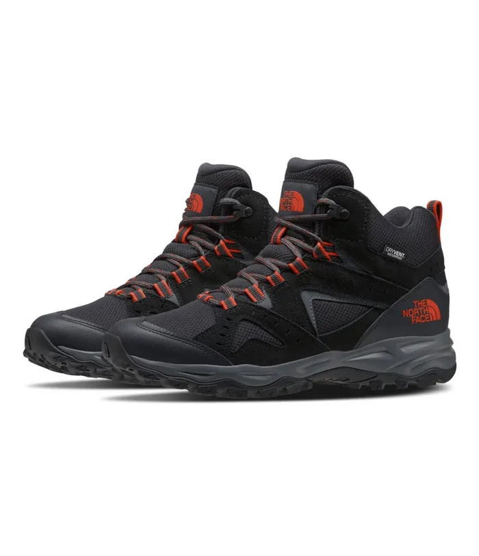 Mens The North Face Hiking Trail Edge Mid WP Asphalt Greypicante Red