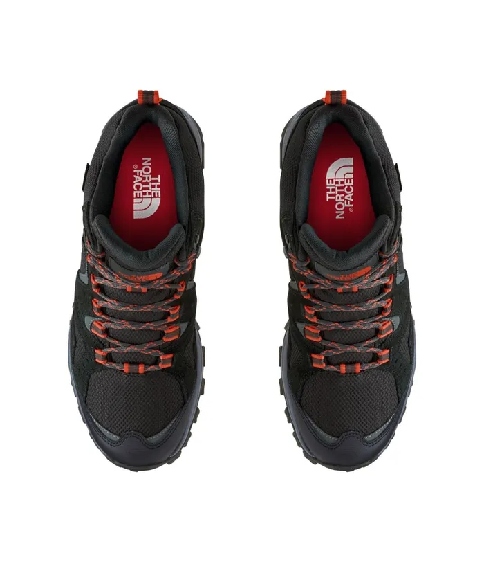 Mens The North Face Hiking Trail Edge Mid WP Asphalt Greypicante Red