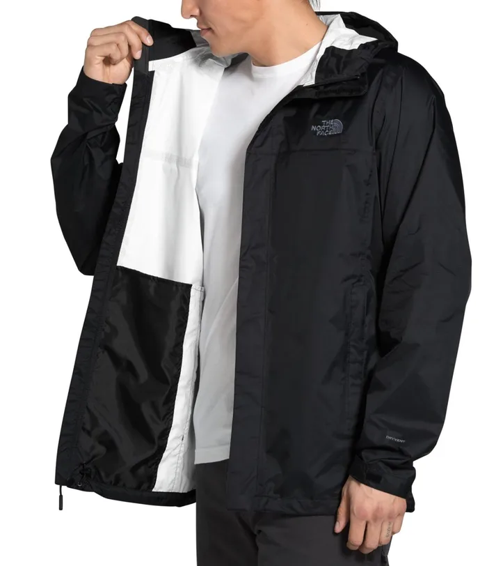 Mens The North Face Rainwear Venture 2 Jacket 8211 Tall Tnf Blacktnf Blackmid Grey