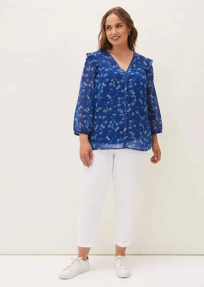 Micaela Printed Top Blue Multi Women Phase Eight Shirts and Blouses