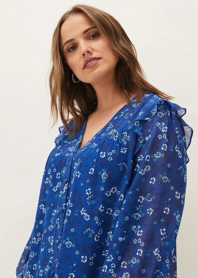 Micaela Printed Top Blue Multi Women Phase Eight Shirts and Blouses